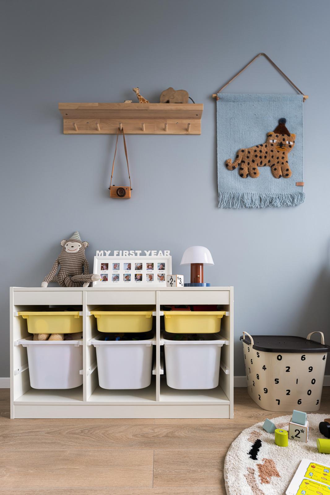 Nursery storage and wall styling detail